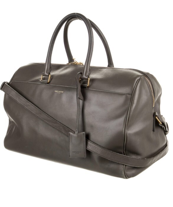 Borsa SAINT LAURENT classica borsone 12 in pelle grigia con tracolla