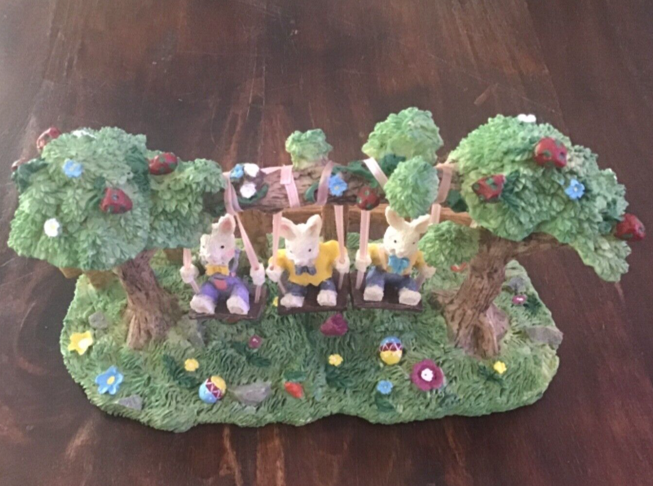 Three Hands Corp Swinging Bunnies Center Piece Figurine Easter Spring READ MORE