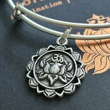 Alex and Ani "LOTUS PEACE PETALS" Rafaelian Silv Symbol Charm Bracelet w/Card