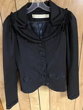 MUNTHE PLUS SIMONSEN BLACK JACKET,  BLAZER, , WOOL, VELVET TRIM SIZE 38