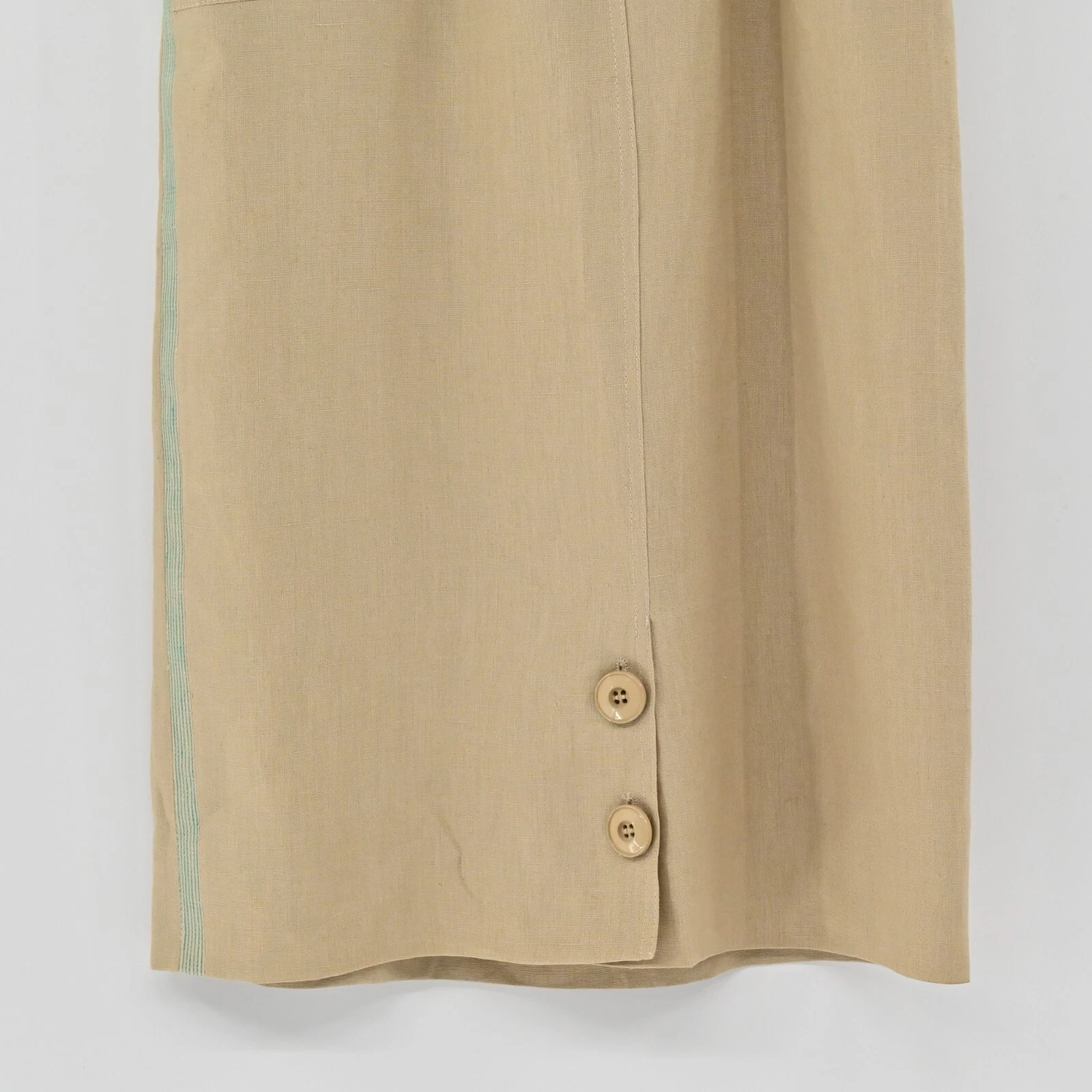 Gonna donna vintage VALENTINO taglia 4 lino marrone midi tasca bottoni righe Italia anni 70