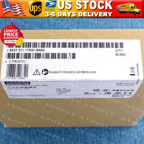 New Siemens 6ES7511-1TK01-0AB0 6ES75111TK010AB0 S7-1500T, CPU 1511T-1 PN