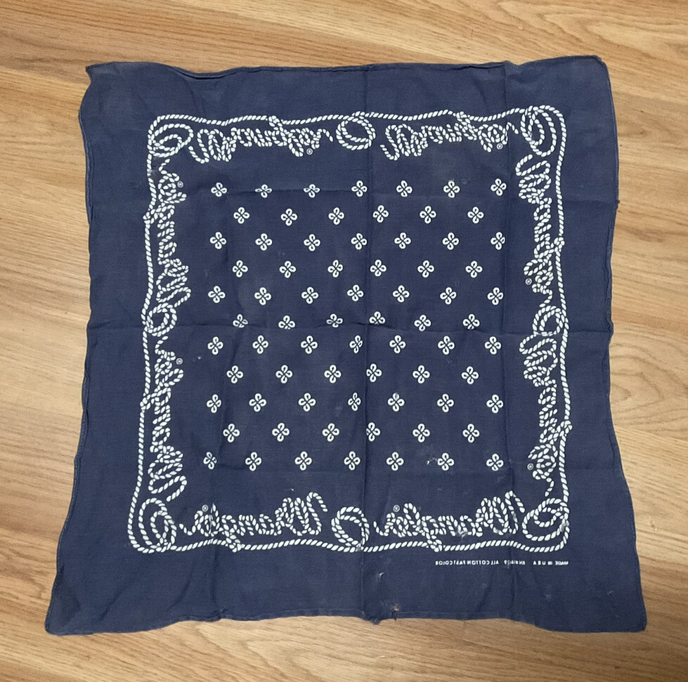 Vintage Wrangler Western Bandana Blue Classic Cotton | eBay