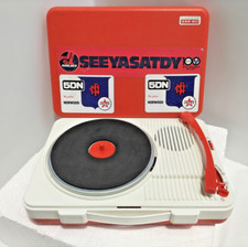 Scarce Vintage Retro Portable Turntable w SANFL Norwood Redlegs Stickers - AF