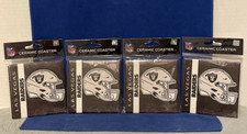 Set of 4 - NFL Las Vegas Raiders Ceramic Coasters w/Cork Backing NEW