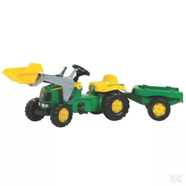 John Deere Childrens Pedal Tractor With Loader and Trailer Kids