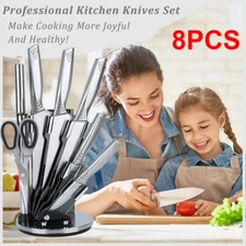 Kitchen Knife Set 8-Piece Professional Stainless Steel Kitchen Knives with Block