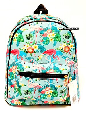 Fashion Flamingo Mini 12'' Faux Leather Backpack Purse Lady Carry All Travel Bag 