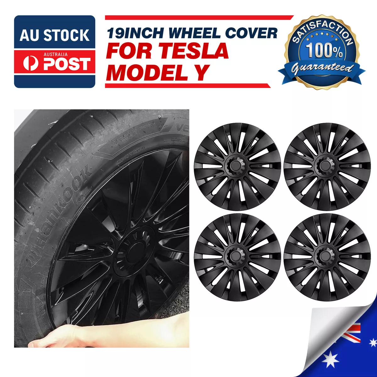 Tesla Model Y Wheel Cover Cap 19 Inch Gemini Rim Hubcap Hub Set of