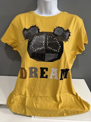 vinizbena 3D Yellow Women s T-Shirt Size Large