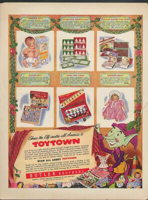 Elmer the Elf Butler Brothers Toytown ad 1949 Horsman Plasco Halsam ...