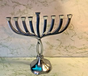 Rite Lite Festival Of Lights Chrome Aluminum Menorah Modern made in India
