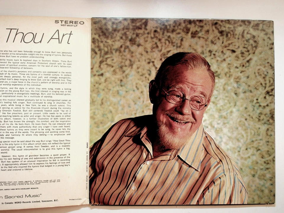 Burl Ives How Great Thou Art LP Word WST-8537 Gospel Kurt Kaiser 1970 Foto 4 de 4