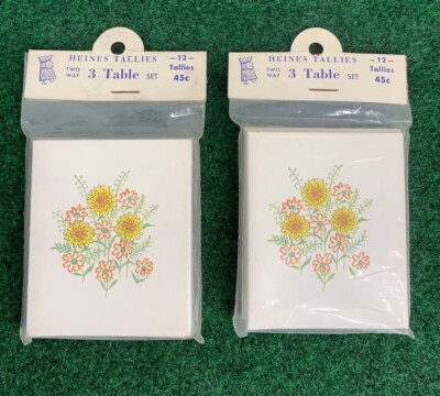 Heines Tallies 2Way 2 Table Set- Flowers Design - 2 Pack Of 8 Tallies