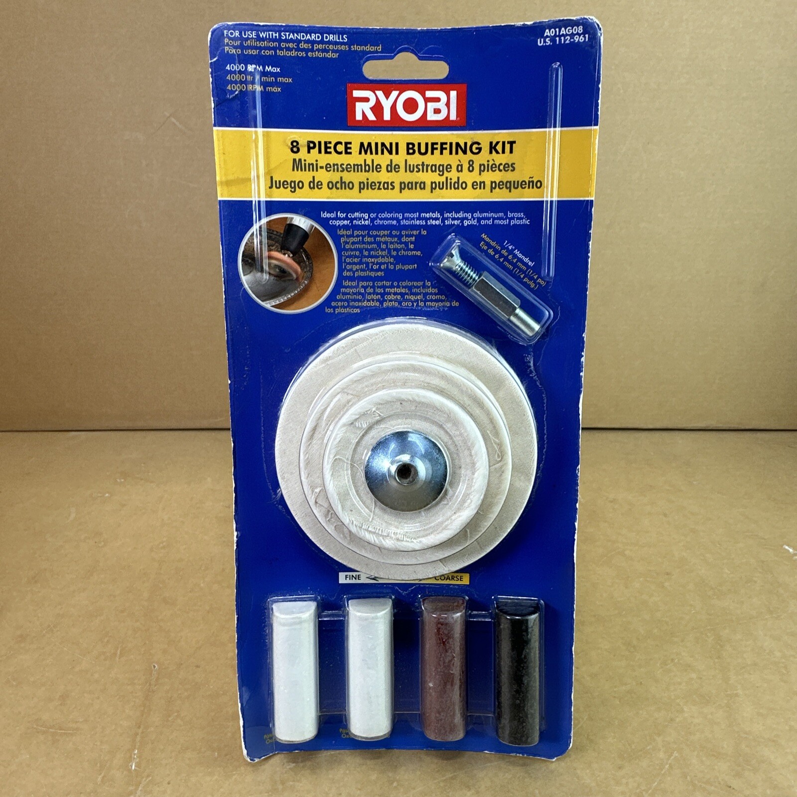 Ryobi 8 Piece Mini Buffing Kit For Use With Standard Drills Use With ...