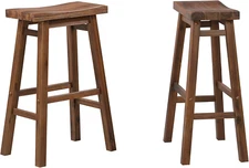 Sonoma Backless Saddle Kitchen Bar Stool - Chestnut Wire-Brush - Set of 2