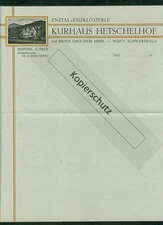 Old letterhead Kurhaus Hetschelhof Enztal Enzklösterle Black Forest Frey 1930s