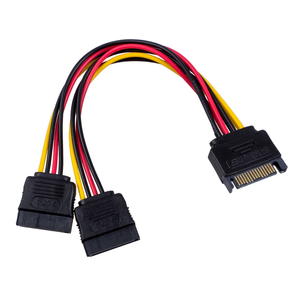 SATA power splitter cable adapter SATA power Y one male to 2 female connectors. - Image 4 of 4
