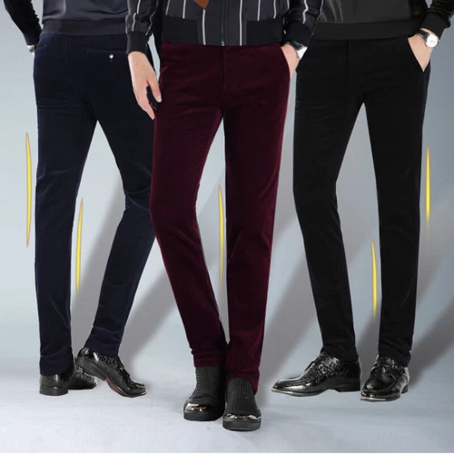 Hombres Pantalones de Pana Pantalones Calce Ajustado Informales Elastizados Clásicos Negro Marrón Nuevos - Imagen 4 de 21