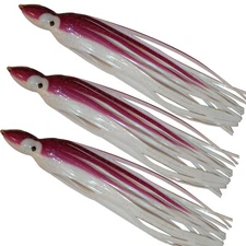 5.5" to 8.5" Octopus Hoochie Squid Skirt - Purple & White - 3 Pack