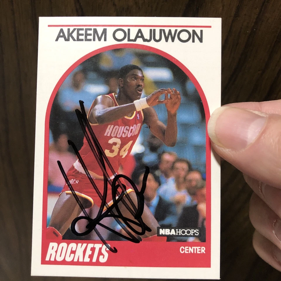 HAKEEM OLAJUWAN Signed Nba Hoops card 1989 Auto HOUSTON ROCKETS AUTOGRAPH rc HOF - Image 2 of 4