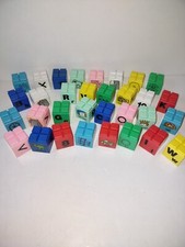 Vintage Toy Stackable Play Blocks Plastic Alphabet Numbers Pictures Math Symbols