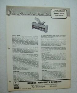 Original Bolens ~ 15512-01 Sno Caster Snowblower ~ Owner Parts List