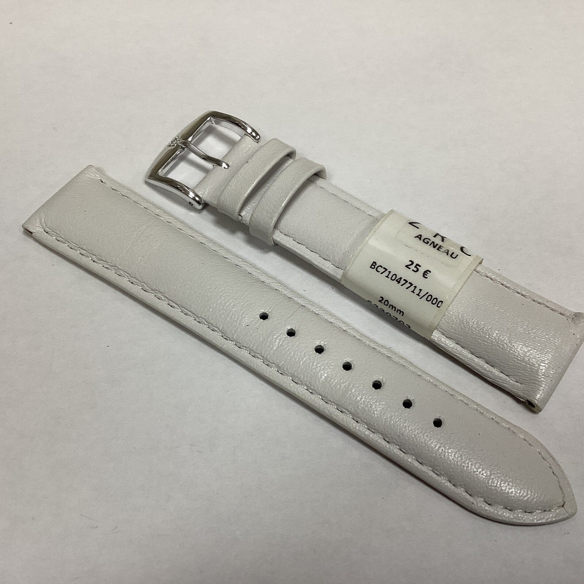 Bracelet De Montre ZRC Cuir Agneau Blanc 16mm - Neuf Avec étiquettes, élégant