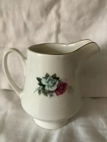 Vintage CKZ3 By ART HK 4" CREAMER Fine China Pink Light Blue Rose Groups Smooth 