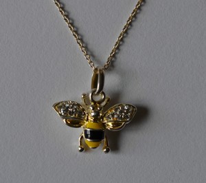 Black Enamel Bee Pendant Necklace | eBay
