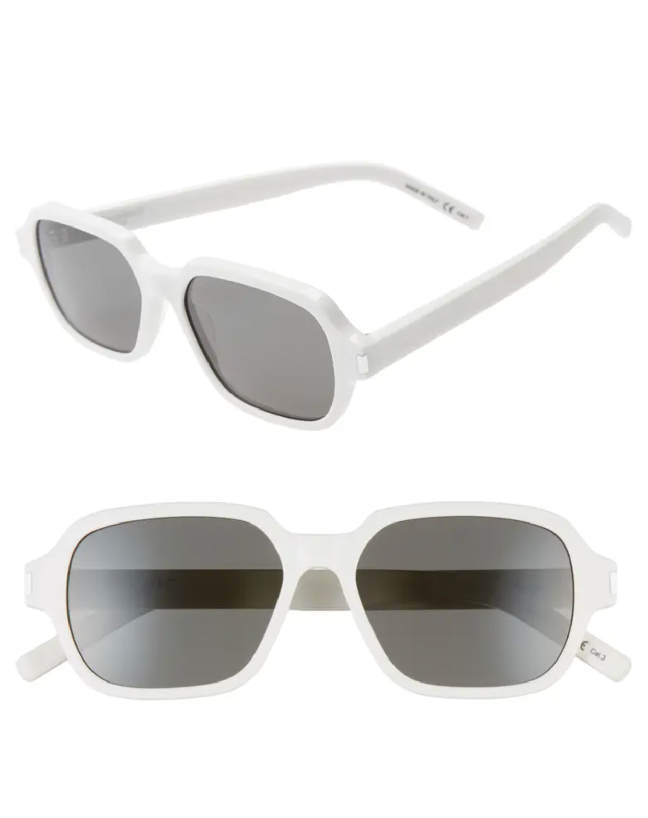 Occhiali da sole unisex Saint Laurent 53 mm quadrati bianchi R1561