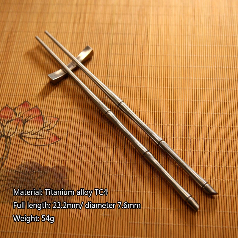 Pauzinhos de liga de titânio TC4 antiderrapantes tipo dividido pauzinhos sólidos com descanso - Imagem 2 de 4