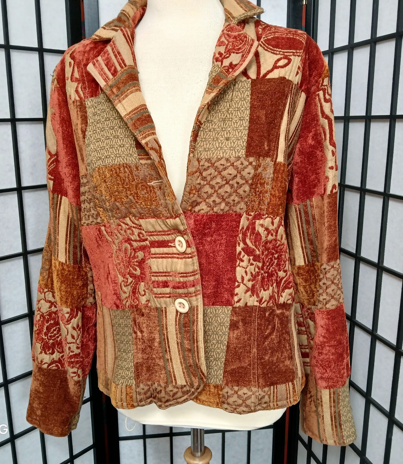 ELCC Tapestry Patchwork Blazer Large Rust Colored - image 1
