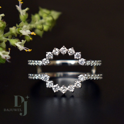 2 CT Round Cut VVS1 Moissanite Enhancer Guard Wedding Band Solid 14K White Gold