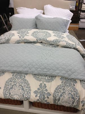 Pottery Barn Lucianna Duvet Cover Blue King 2 King Shams Floral