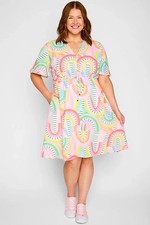 Little Party Dress Siena NWT Plus 22 Rainbow Geo Print Whimsy Funky Playful