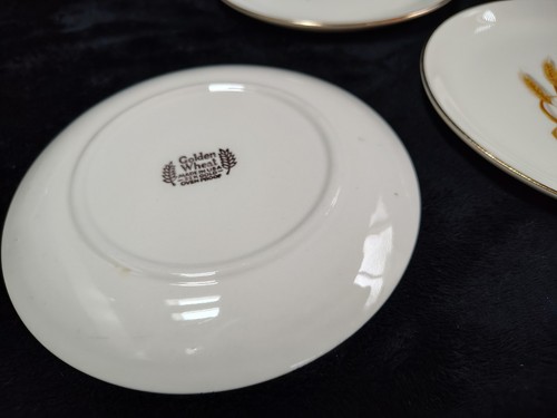 Vintage Set of 5 Golden Wheat 5 ⅞" Bread Plate 22K Gold Rim USA Homer Laughlin - Picture 5 of 5