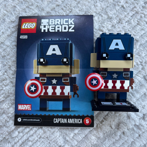 LEGO Brickheadz Marvel Captain America Completed Set With Instruction 41589 - Picture 1 of 5