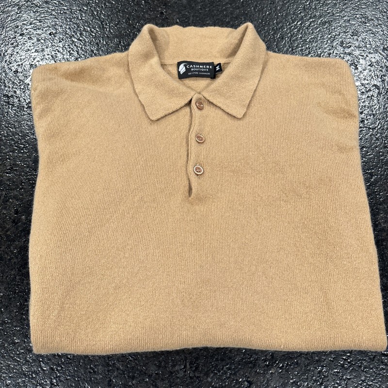 Cashmere Boutique Mens Tan 100% Sweater Size M Brown Made in Nepal