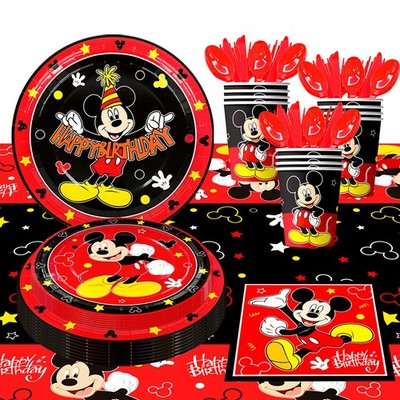 141pcs Mickey Mouse Kinder Deko Mickey Mouse Party Set Geburtstags Geschirrset