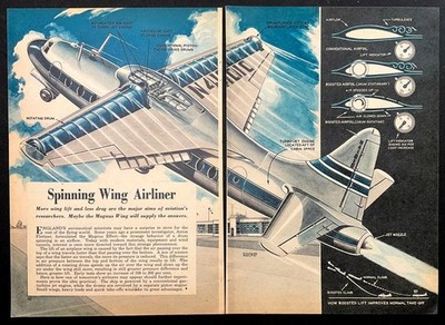 Magnus Wing Concept plane 1950 Douglas Rolfe pictorial  Spinning Wing Airliner 