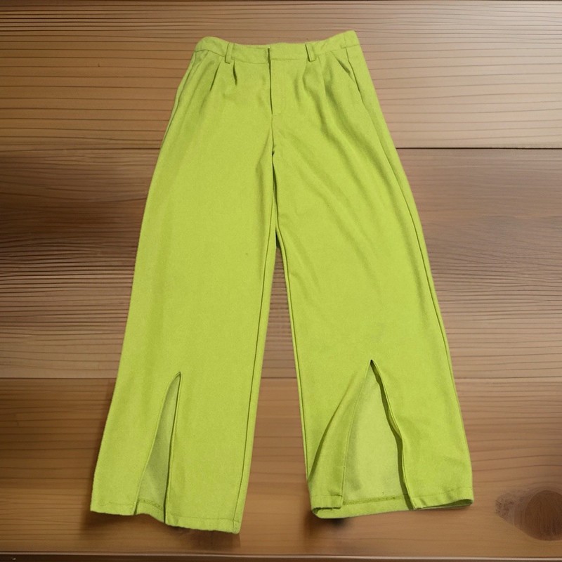 Happily Grey Women’s Green Solid Wide-Leg Flat Front Pants Size 5