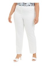 NINE WEST Womens White Pocketed Zippered Stretch Wear To Work Skinny Pants 18W