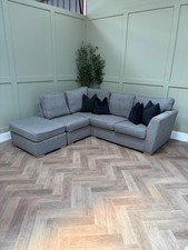 Full Back Corner Sofa and Footstool – Grey – Delivery Available