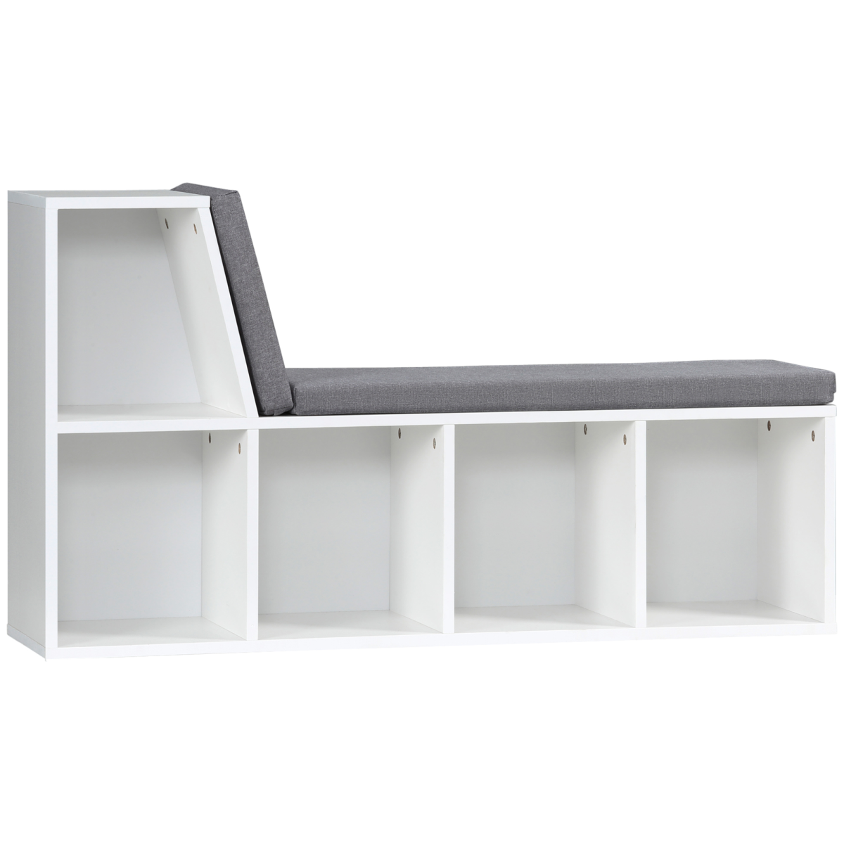 HOMCOM 2 Tier Bookcase - White - Removable Cushions - Storage Cabinet for Living Room - 108W x 30D x 60H cm - Image 3