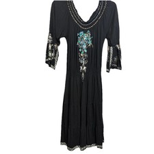 Krista Lee Black Off The Shoulder Dress Wms SZ XL Beautiful Embroidered Detail