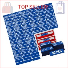 90 Pcs Magnetic Toolbox Labels 82 Pre-printed 8 Blanks Large Size Tool Chest