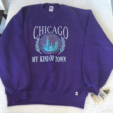 Vintage Russell Athletic Sweatshirt Chicago My Kind Of Town L Crew USA Made NOS