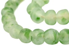 Jumbo Green Swirl Recycled Glass Beads 25mm Ghana African Sea Glass Round