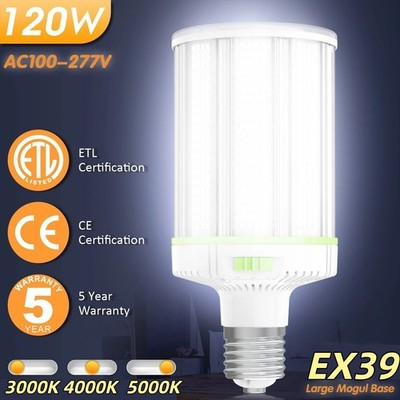 120W LED Corn Bulb Light Equivalent 600W 3K-5K Warehouse Garage Barn Light EX39